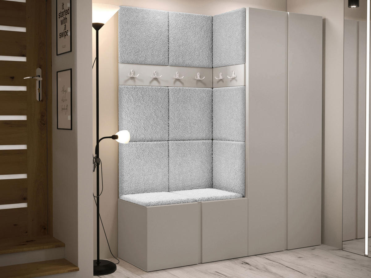 GARDEROBEN-SET Orion III - Kaschmir/Hellgrau, Holzwerkstoff/Kunststoff (158/186/46cm) - MIRJAN24