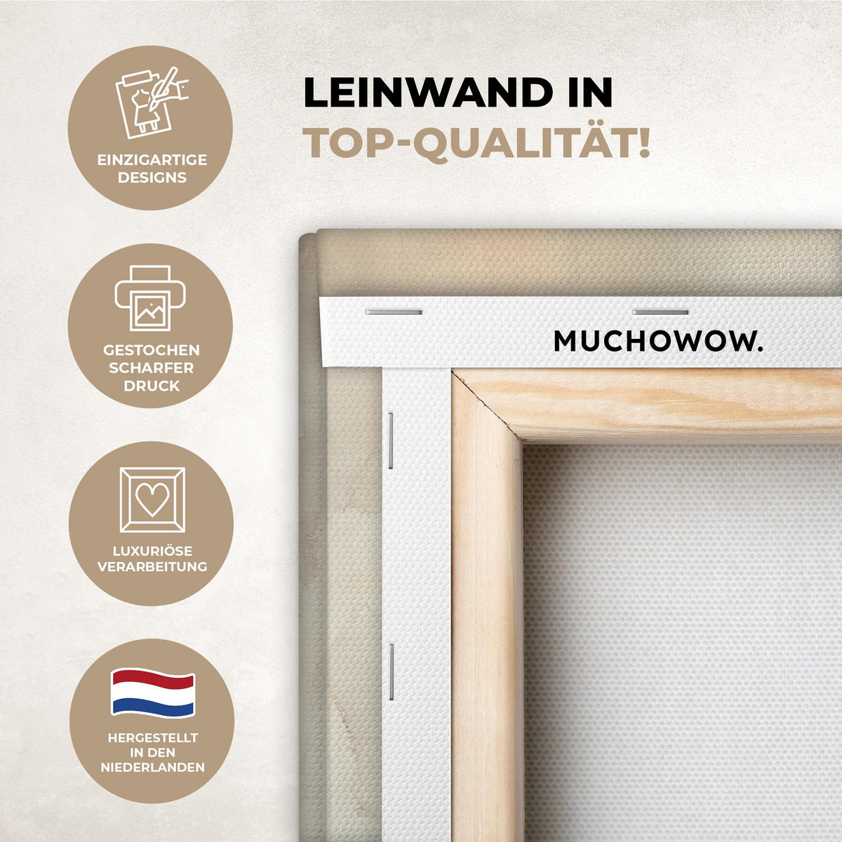 LEINWANDBILD Blumen - Japandi - Wabi sabi 60x80 cm - Sandfarben, Textil (60/80cm) - MuchoWow