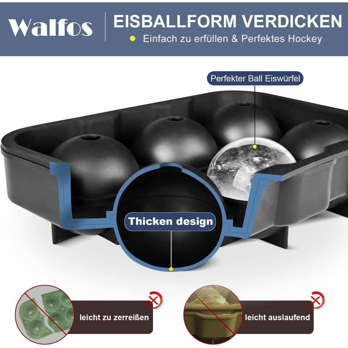 EISWÜRFELFORM 3-teiliges Set BPA-frei Silikon - Schwarz, Kunststoff (1/1/1cm)