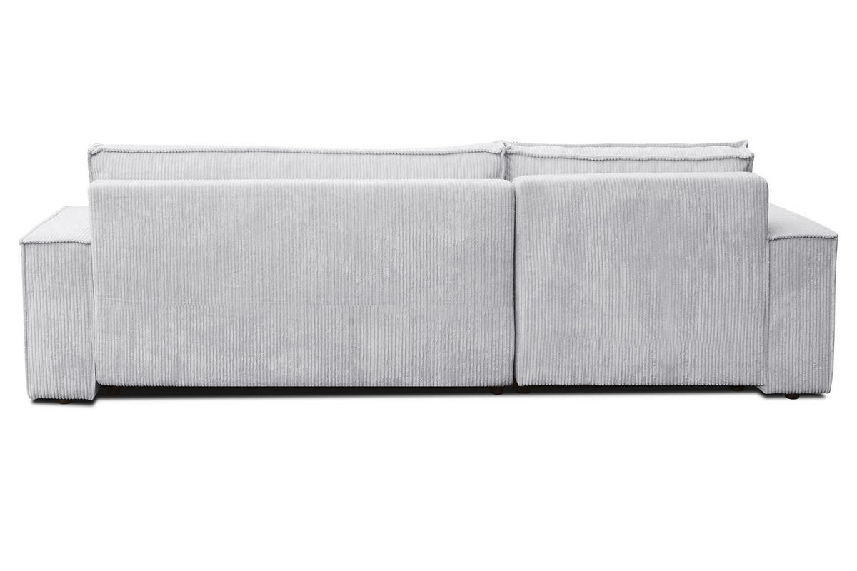 ECKSOFA HUGO XL Schlaffunktion und Bettkasten Cord-Stoff (Grau) - Grau, Textil (274/142cm) - VENASI MÖBEL