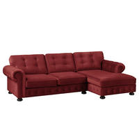 ECKSOFA mit Longchair - Samt - Rot, Textil (302/166cm) - home24
