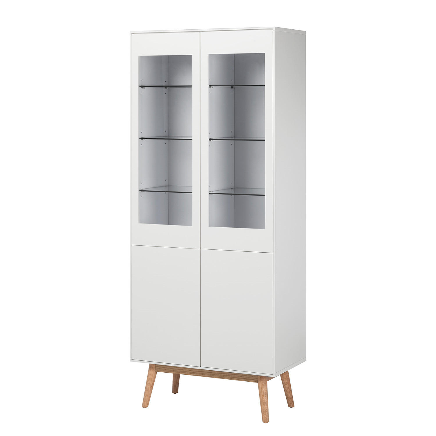 VITRINENSCHRANK - Eichefarben/Weiß, Holzwerkstoff (80/190/40cm) - home24