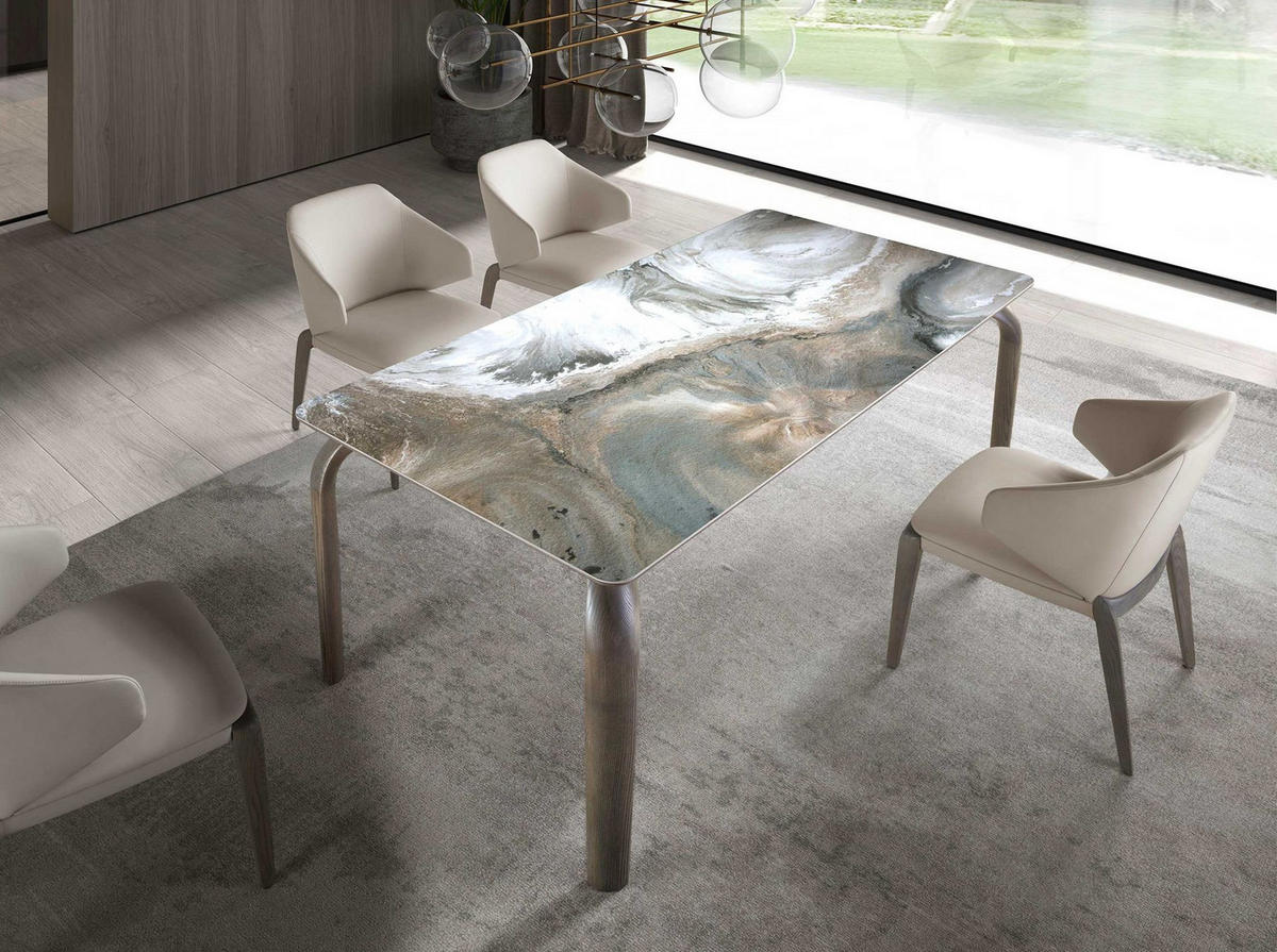 STUHL Cremefarbener Kunstlederstuhl 53/54/82 cm - Eichefarben/Creme, Leder (53/82/54cm) - ANGEL CERDA