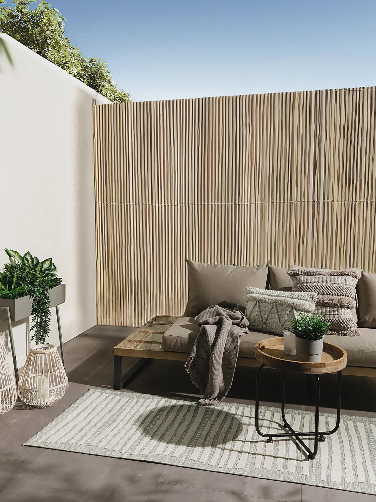 VNITŘNÍ a venkovní běhoun Flora Šedá 80x300 cm - krémová, plast/umělá hmota (80/300cm) - benuta