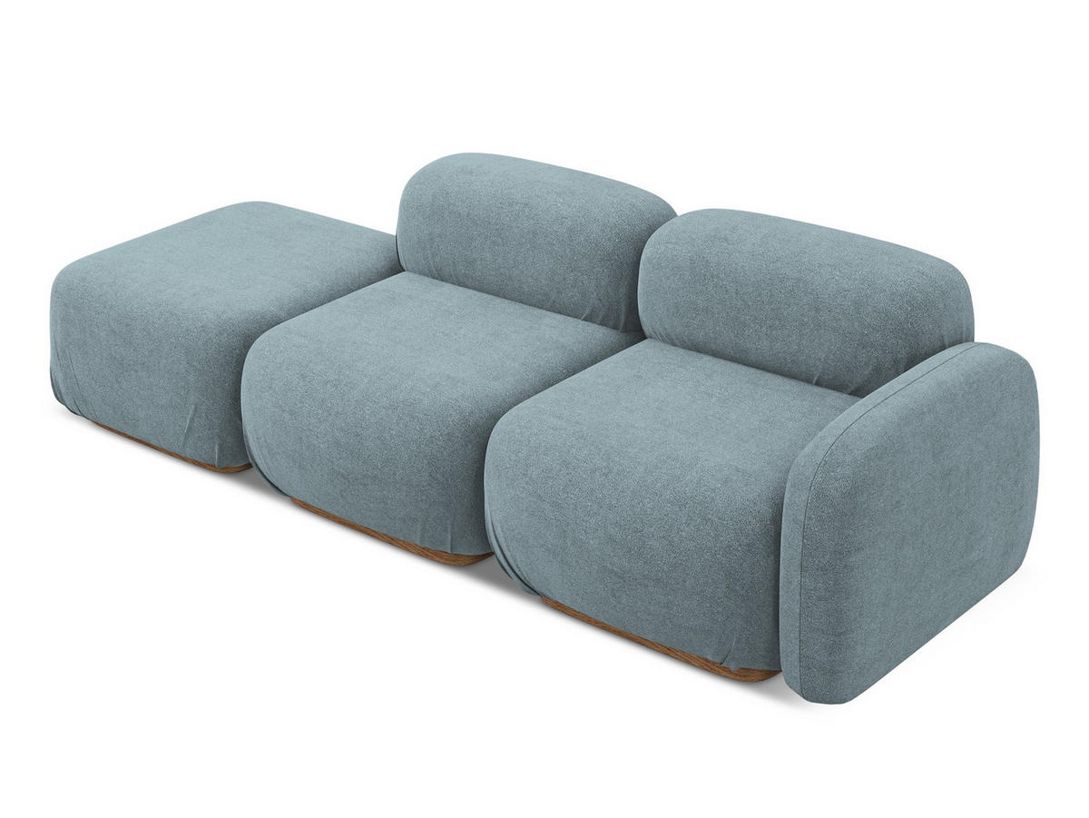 3-SITZER SOFA Links Bouclé Stoff Blau - Blau/Blaugrau, Holz/Textil (258/73/95cm) - Makamii