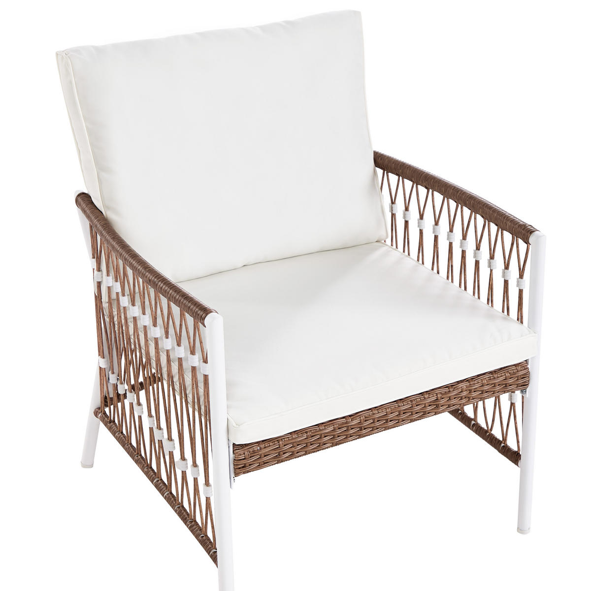 BISTRO-SET 2-Sitzer Weiß Levico - Weiß/Braun, Metall - Beliani