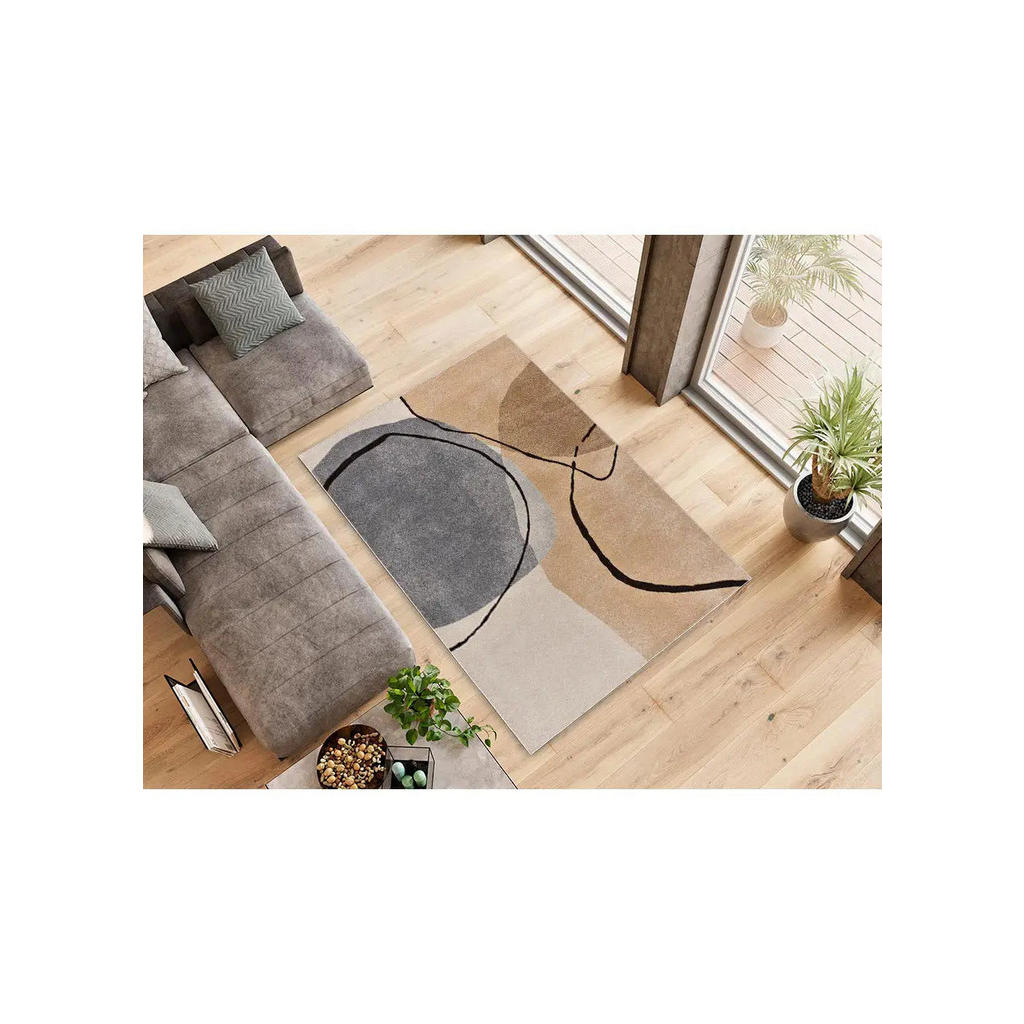 Thumbnail - Atticgo Kurzflorteppich, Beige, Grau, Textil, Abstrakt, Rechteckig, 120x180 cm, Oeko-Tex® Standard 100, antistatisch, fü...