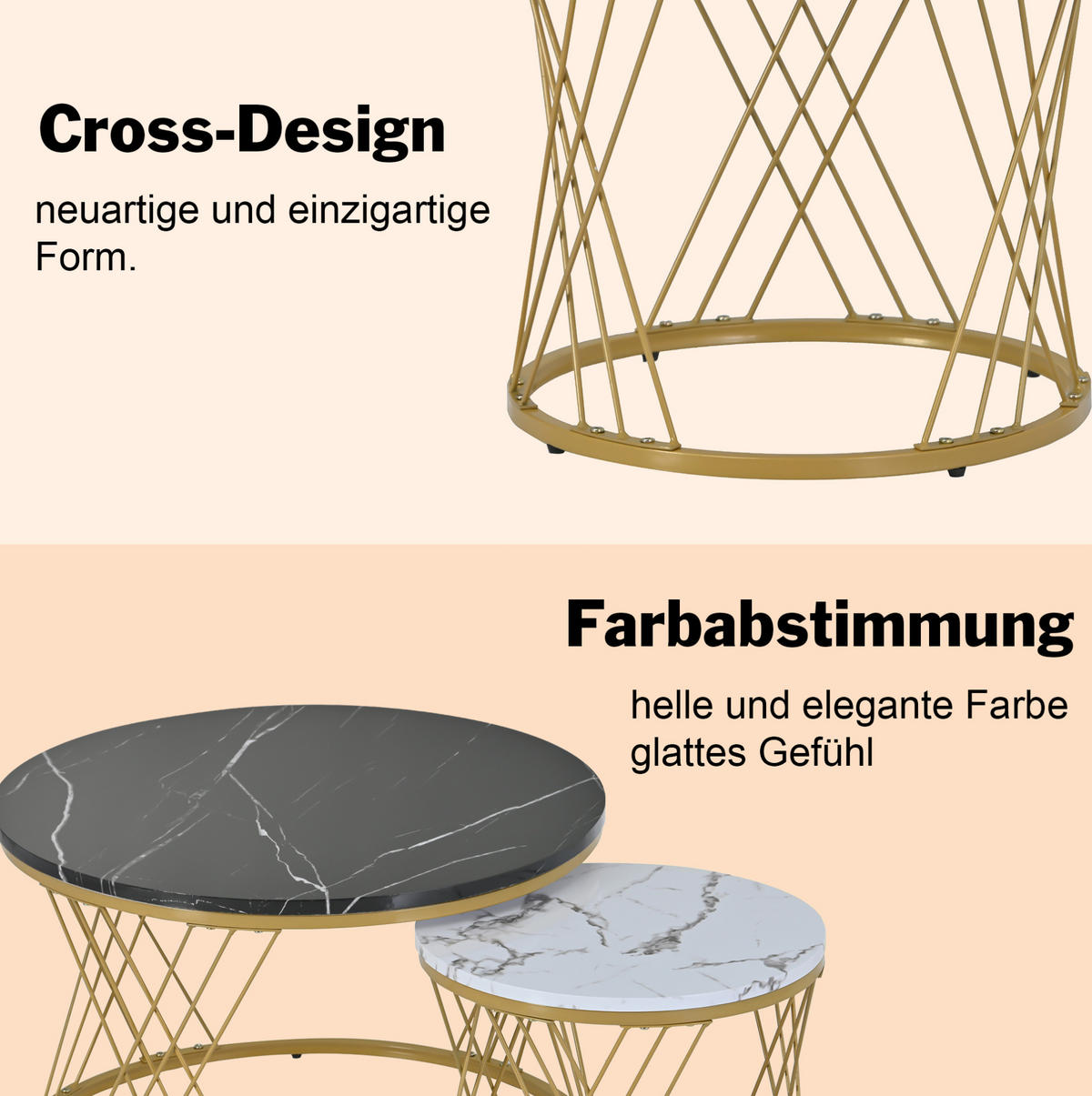 COUCHTISCH aus MDF 70x70x45 & 45x45x40 cm in Schwarz mit Nesting-Design - Schwarz, Holzwerkstoff (70/70/45cm) - Modfu