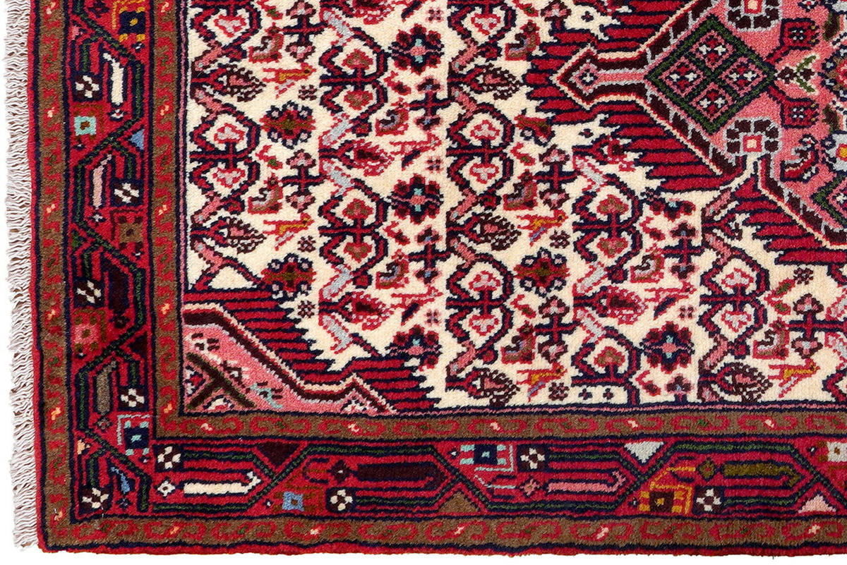 ORIENTTEPPICH handgeknüpft Assadabad Beige, Rot 144/82 cm Schurwolle - Beige/Rot, Textil (82/144cm) - Looma