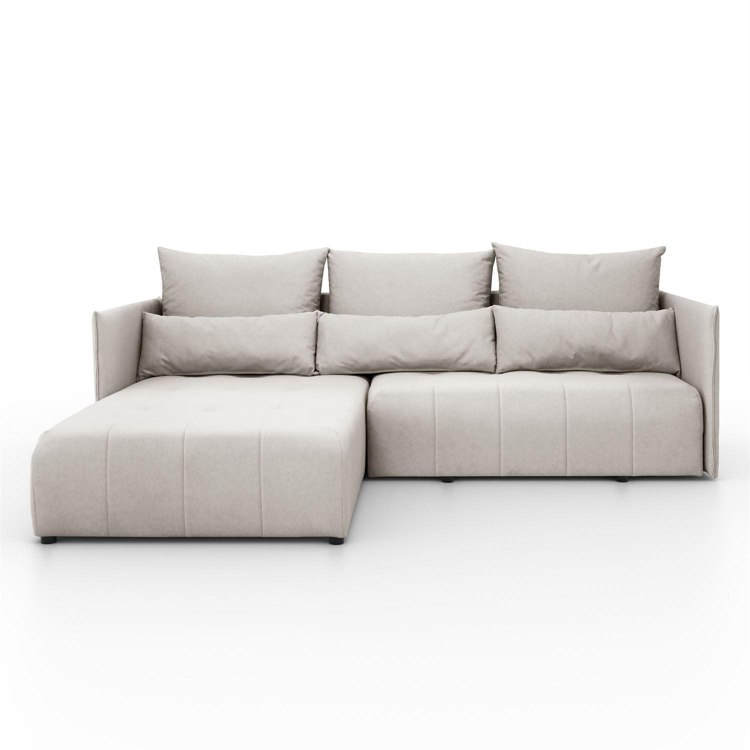 ECKSOFA APOLLO L mit Schlaffunktion und Bettkasten – linke Seite - Ecru, Textil (246/188cm) - Lookway