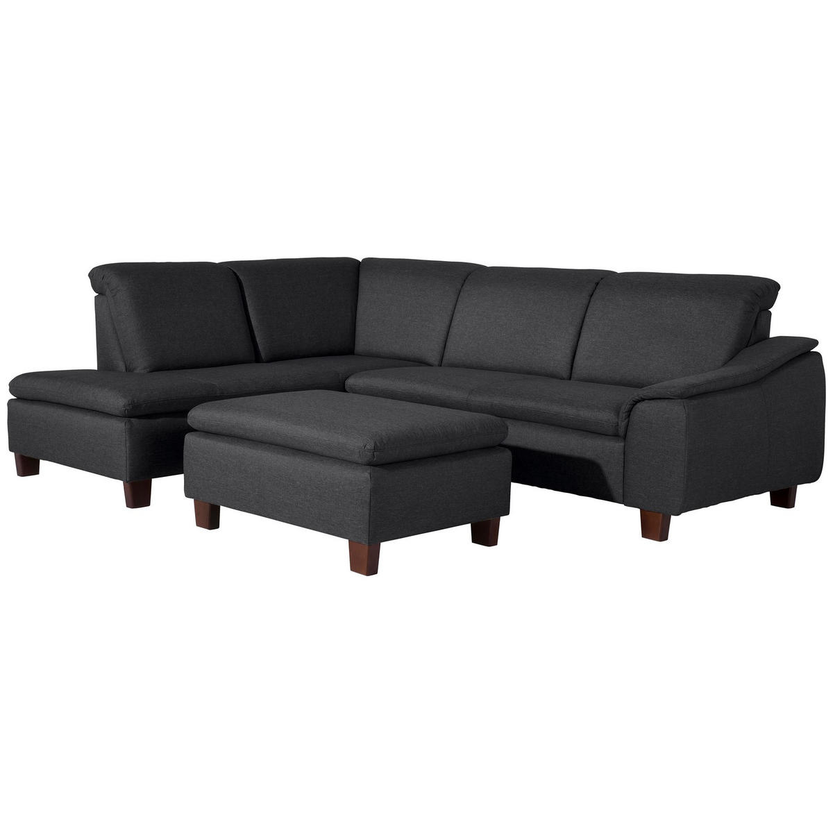 ECKSOFA mit Ottomane links Kaylil Flachgewebe graphit - Graphitfarben, Kunststoff (187/247cm) - 58aufmkessel