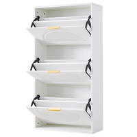 SCHUHSCHRANK aus MDF & Spanplatte 60x24x114cm in Weiß mit 3 Klappen - Weiß, Holzwerkstoff (60/114/24cm) - Modfu