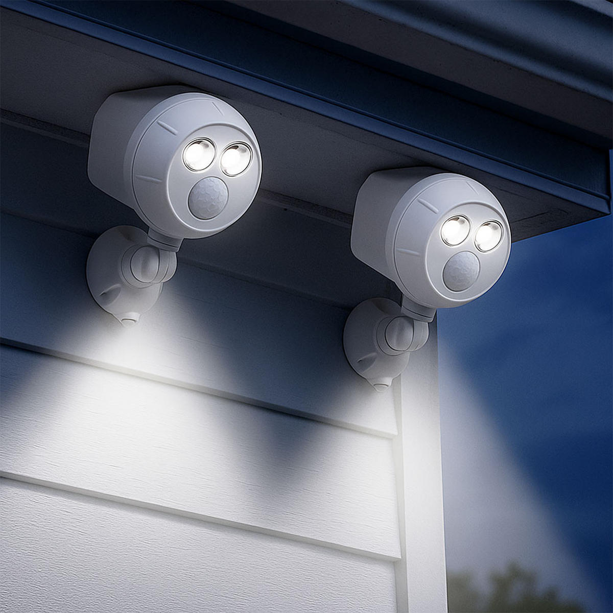 LED AUSSEN-WANDLEUCHTE Weiß Kunststoff 2er Set - Weiß, Kunststoff (11.5/16.5/9.5cm)