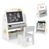 KINDERSTAFFELEI-SET mit Stuhl grau(2-tlg) - Grau, Holzwerkstoff (60/80/40cm) - COSTWAY