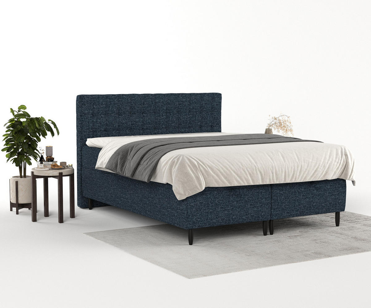 BOXBETT Milo Marineblau 180/200 cm - Schwarz/Dunkelblau, Holz/Holzwerkstoff (180/200cm) - Maison de Reve