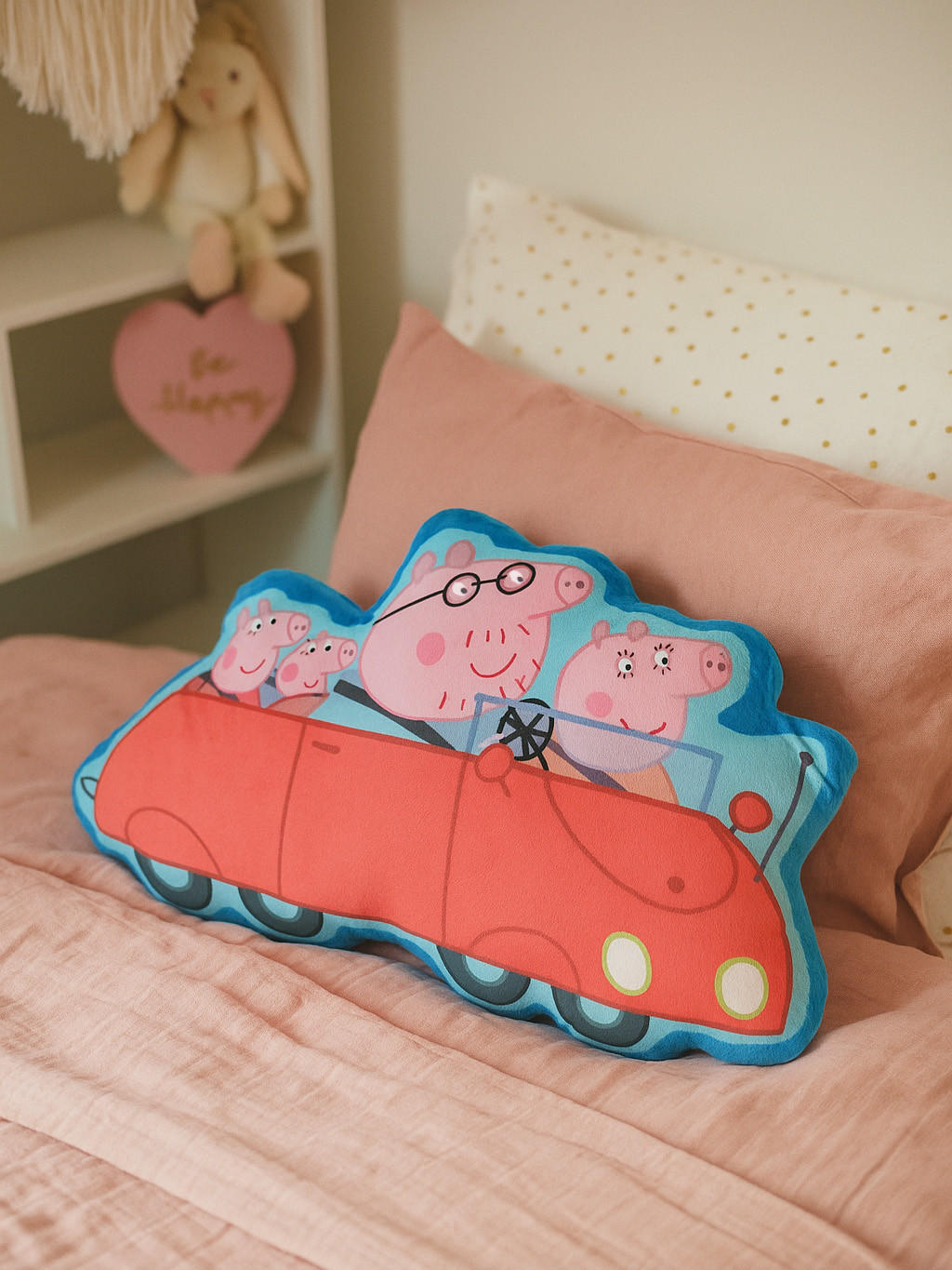 KINDERKISSEN Peppa Wutz Familie Wutz im Auto 48 x 28 cm - Multicolor, Textil (48/28cm) - United Labels