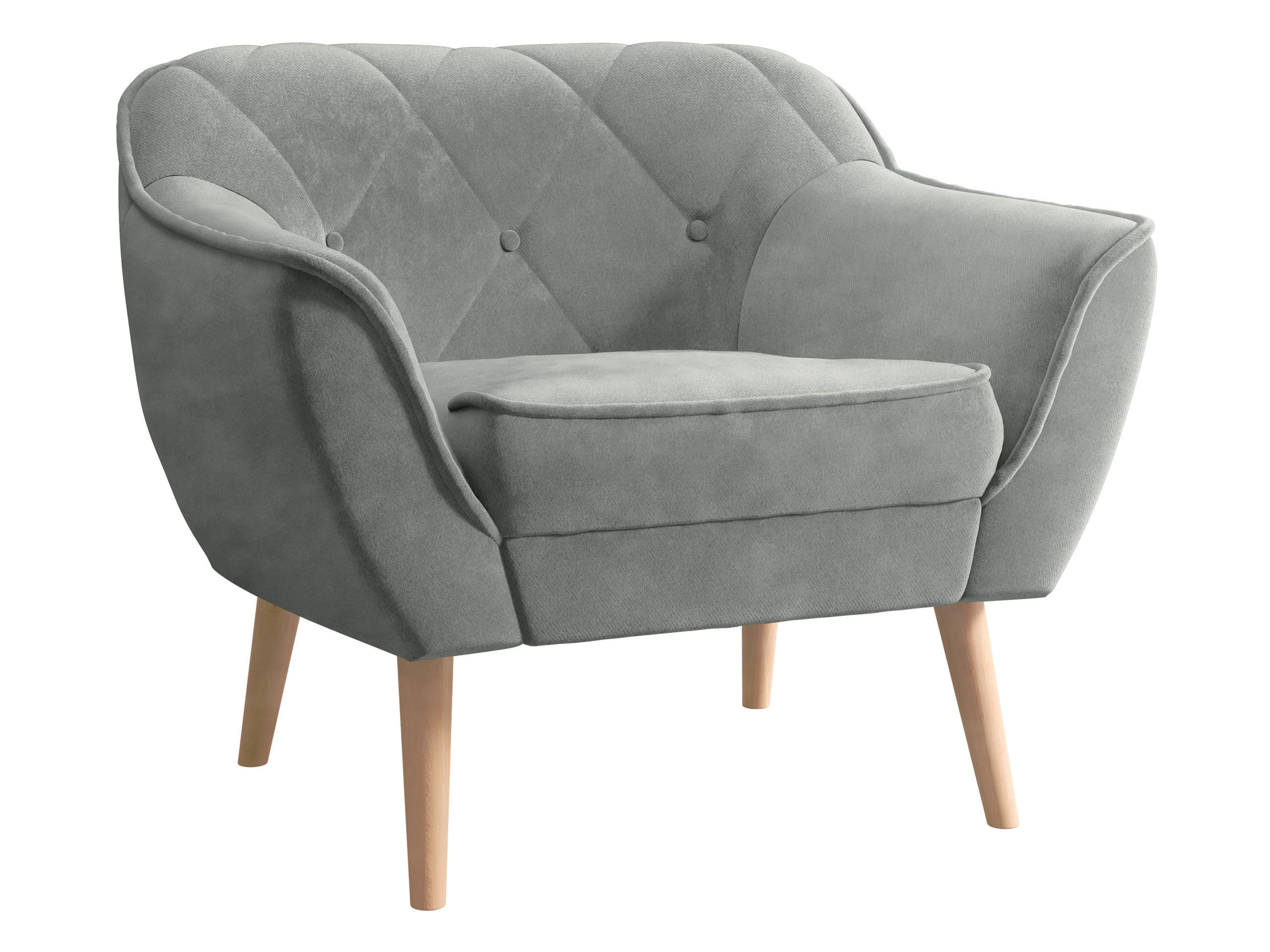 SESSEL Skand 1 - Naturfarben/Grau, Holz/Textil (80/75/74cm) - MIRJAN24