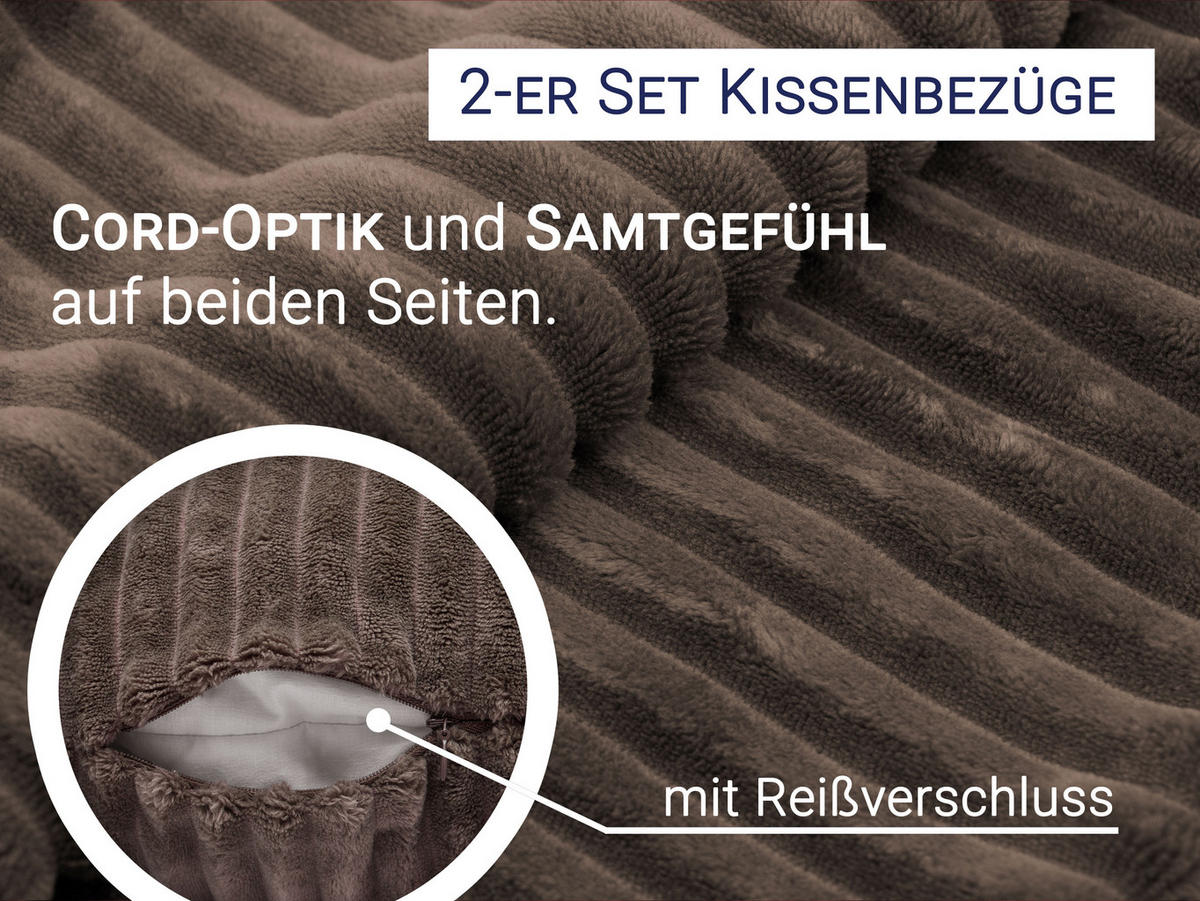 KISSENBEZUG, 2er-Set, 40x40 cm, 100% Polyester, Braun - Braun, Textil (40/40cm) - Zollner