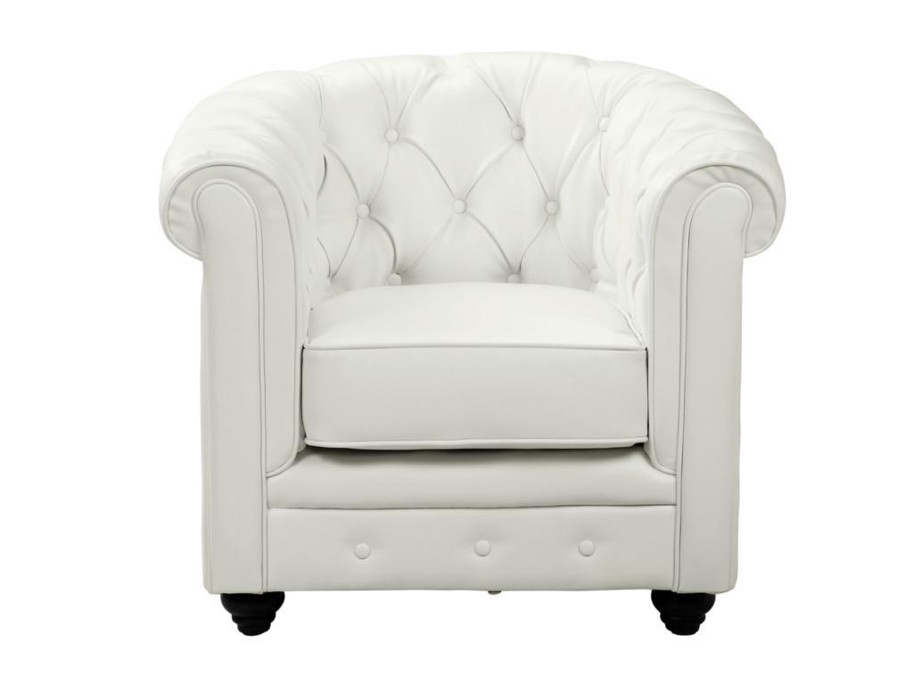 SESSEL - Kunstleder - Weiß - CHESTERFIELD - Weiß, Leder (78/72/82cm) - Vente-Unique