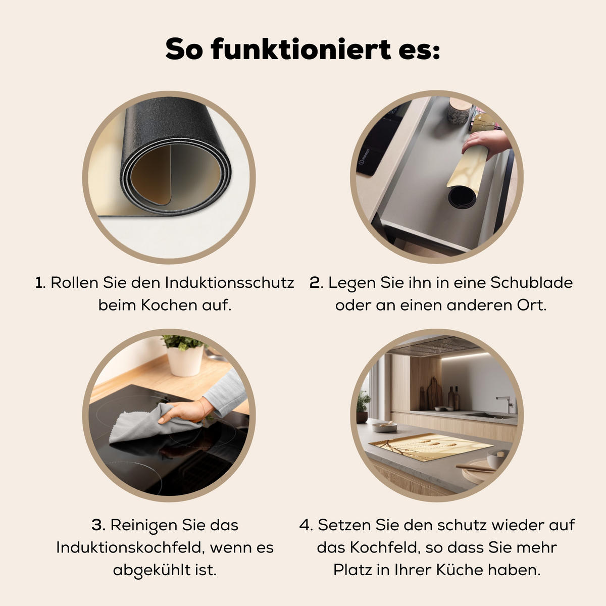 HERDABDECKPLATTE Beige - Osterkuchen - Eier Herdabdeckung Induktionsfeld 65x52 cm - Beige, Kunststoff (65/52/0.2cm) - MuchoWow