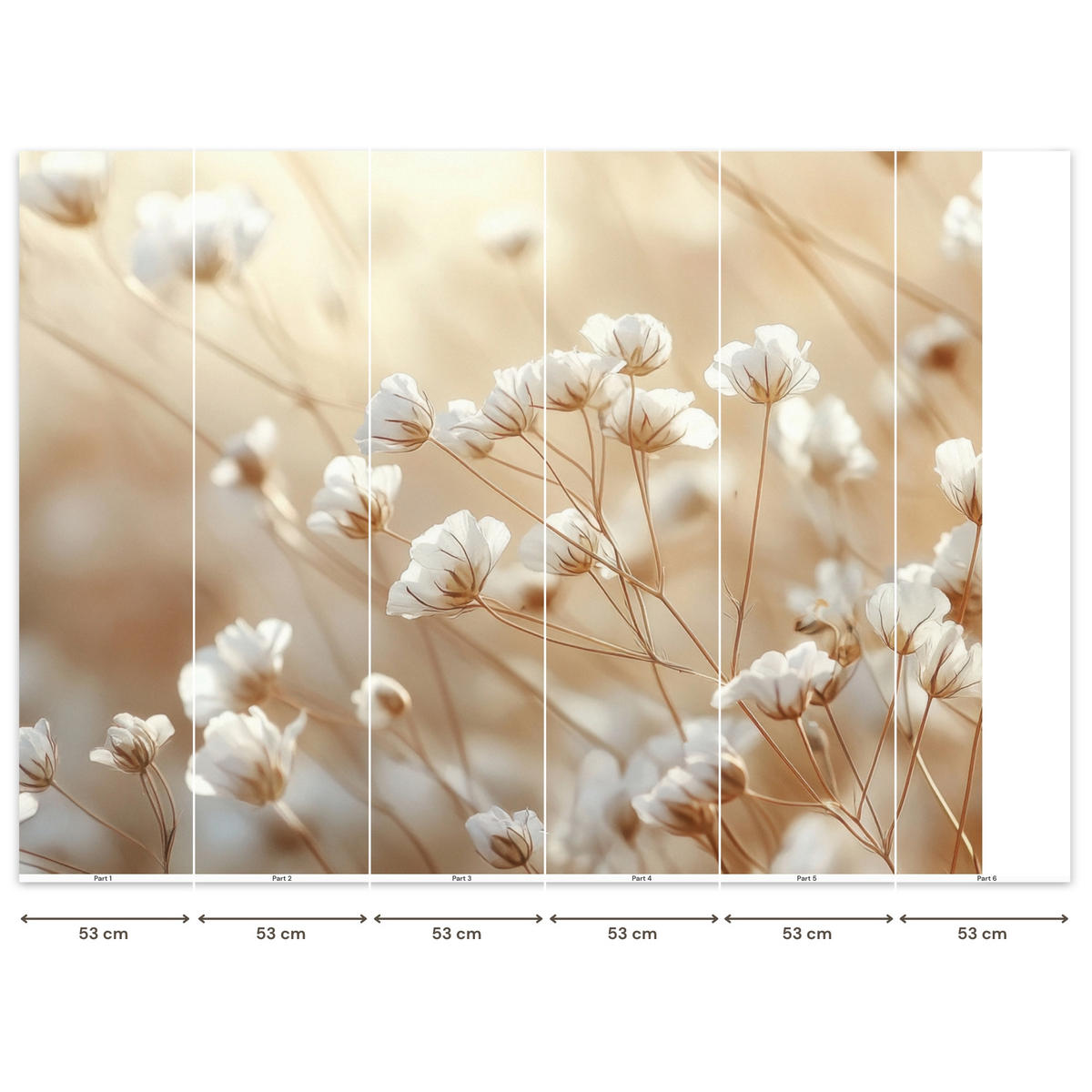 TAPETE - Wild - Blumen - Weiß - 260x200 cm - Creme, Papier (260/200cm) - OnlyWow