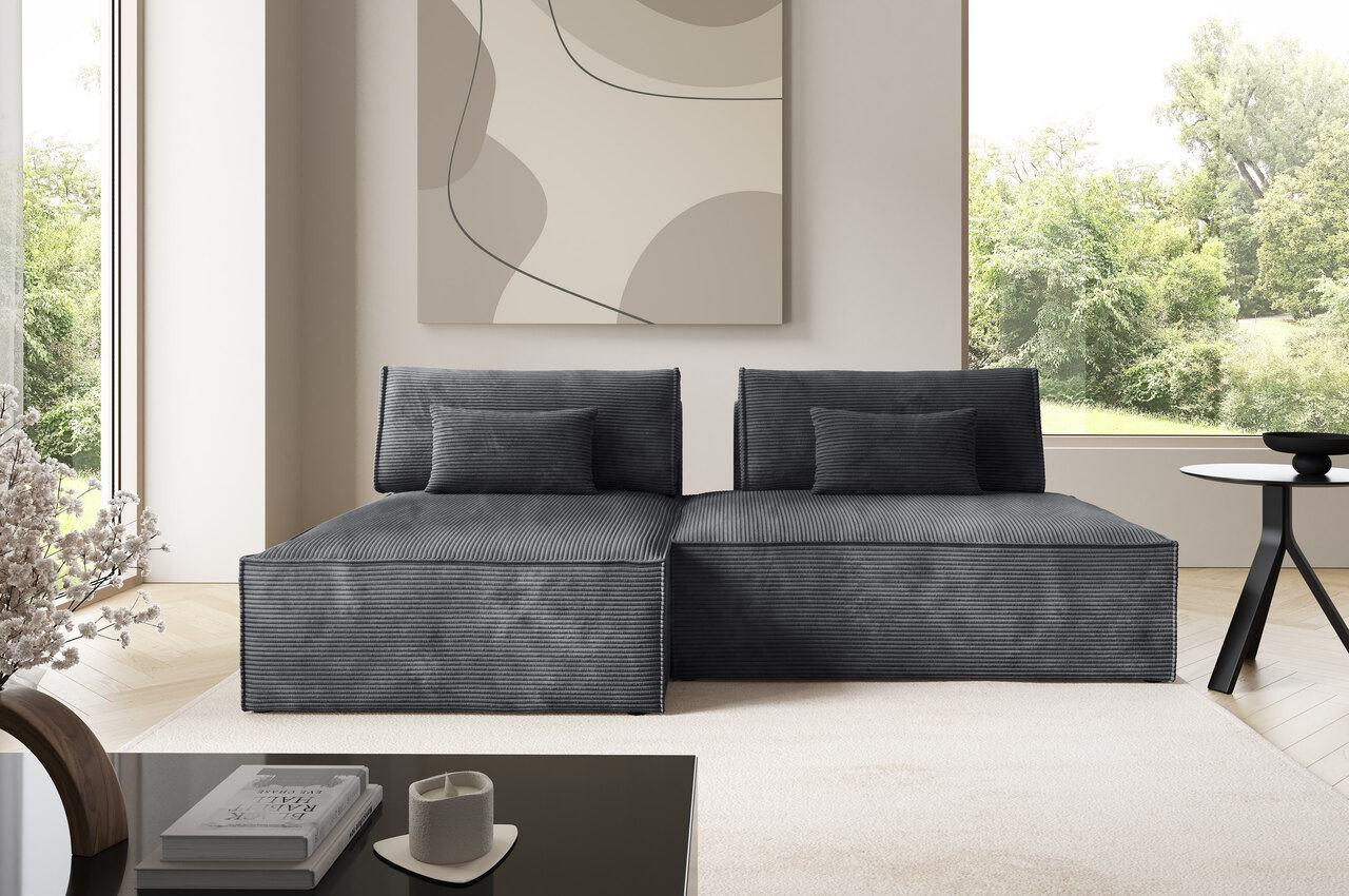 ECKSOFA mit Schlaffunktion Grau Anthrazit - Grau, Textil (236/148cm) - Furnisell