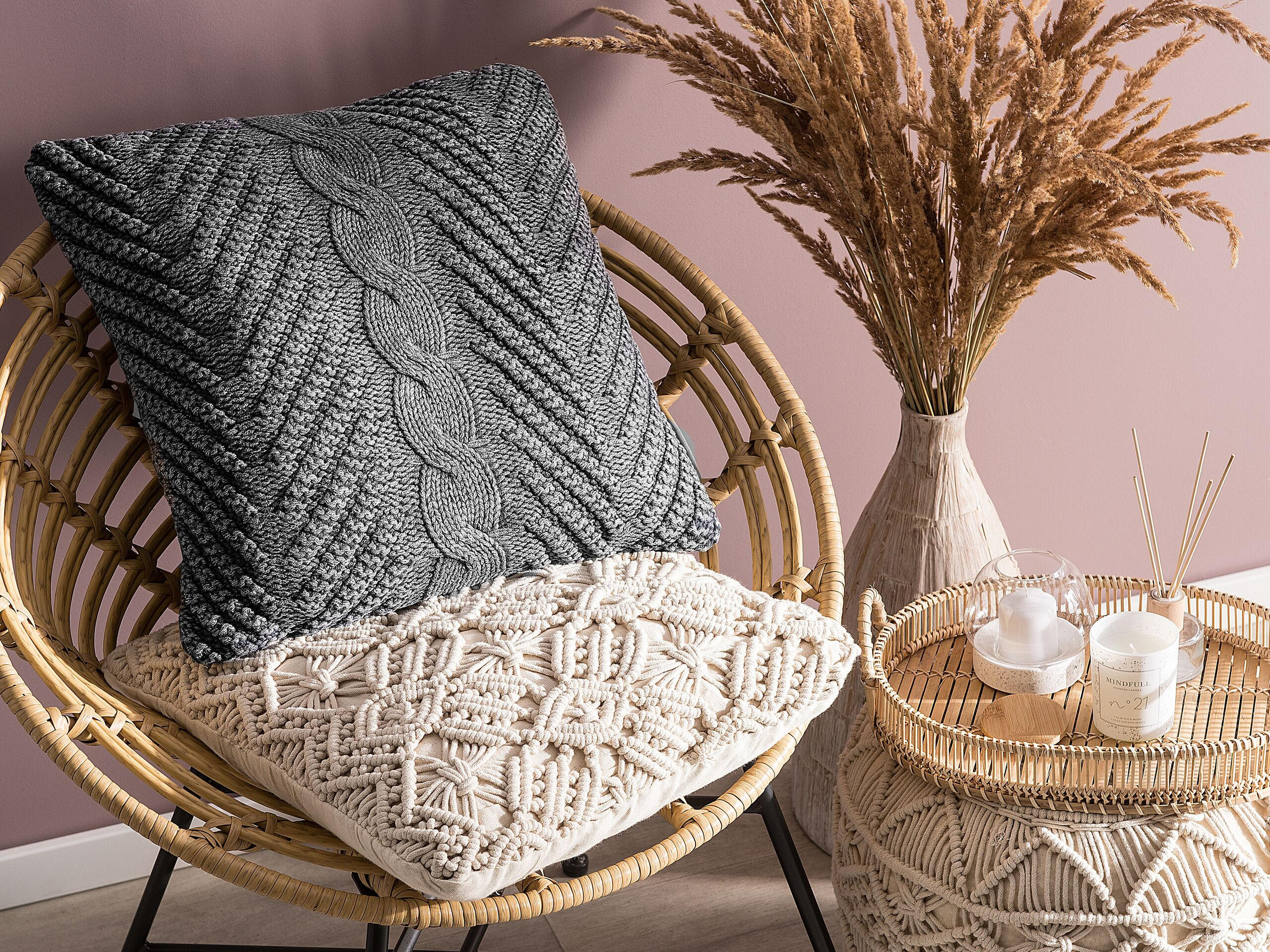 DEKOKISSEN Dunkelgrau 45/45 cm Konni - Dunkelgrau, Naturmaterialien/Textil (45/45cm) - Beliani