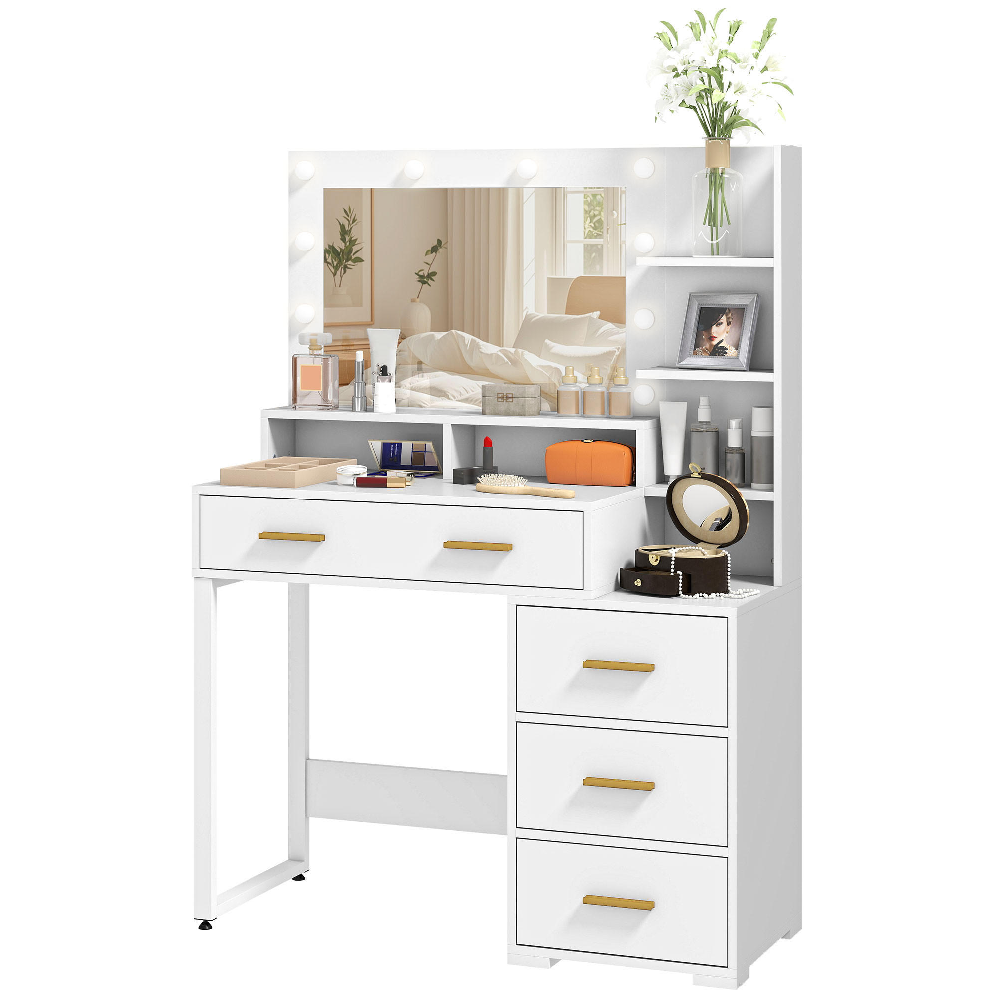 SCHMINKTISCH DE-18300 Weiß - Weiß, Holzwerkstoff (40/138/100cm) - ComfortXL