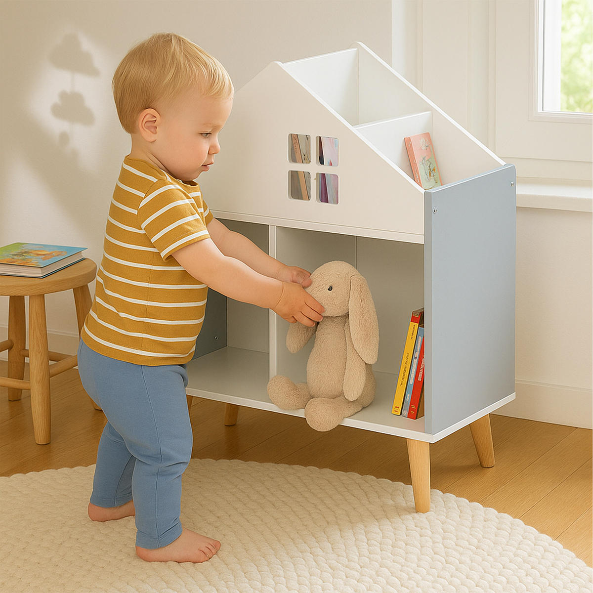 KINDERREGAL - Weiß, Holz/Holzwerkstoff (60/65.7/30cm) - Relaxdays