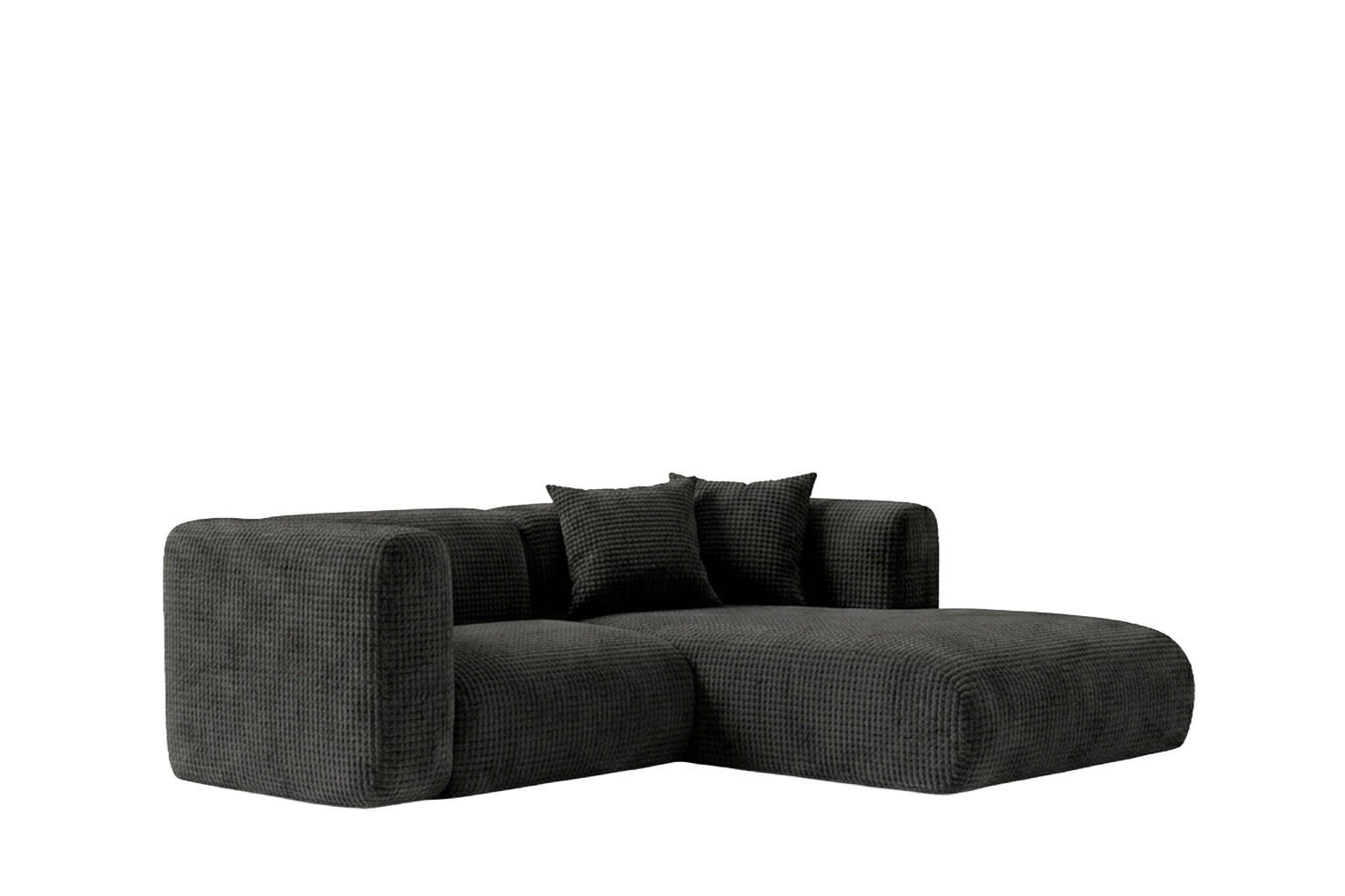 ECKSOFA L-Form, Chenille-Stoff Cremona, Anthrazit, Rechts, GRETA - Anthrazit, Holz (318/179cm) - Kaiser Möbel