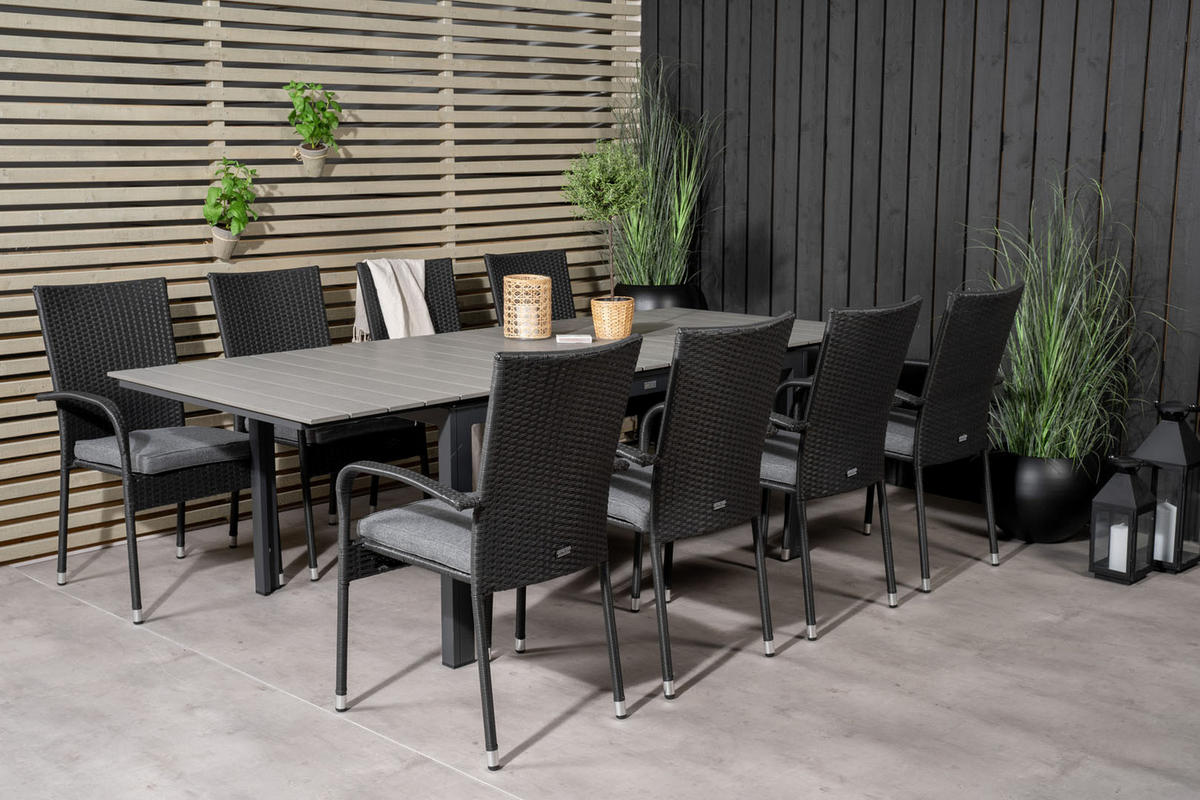 GARTENTISCHGRUPPE Schwarz - Schwarz, Holzwerkstoff - ebuy24
