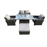 GARTENSOFA mit hoher Rückenlehne Polyrattan Dunkelgrau Gemischt - Dunkelgrau, Metall - Fimous