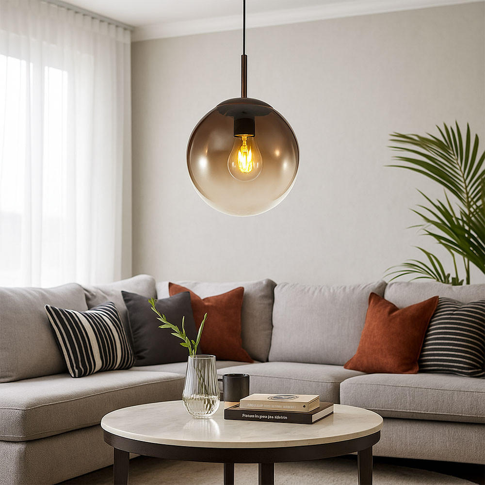 LED HÄNGELAMPE Metall Braun - Braun, Glas (20/20/120cm) - Globo Lighting