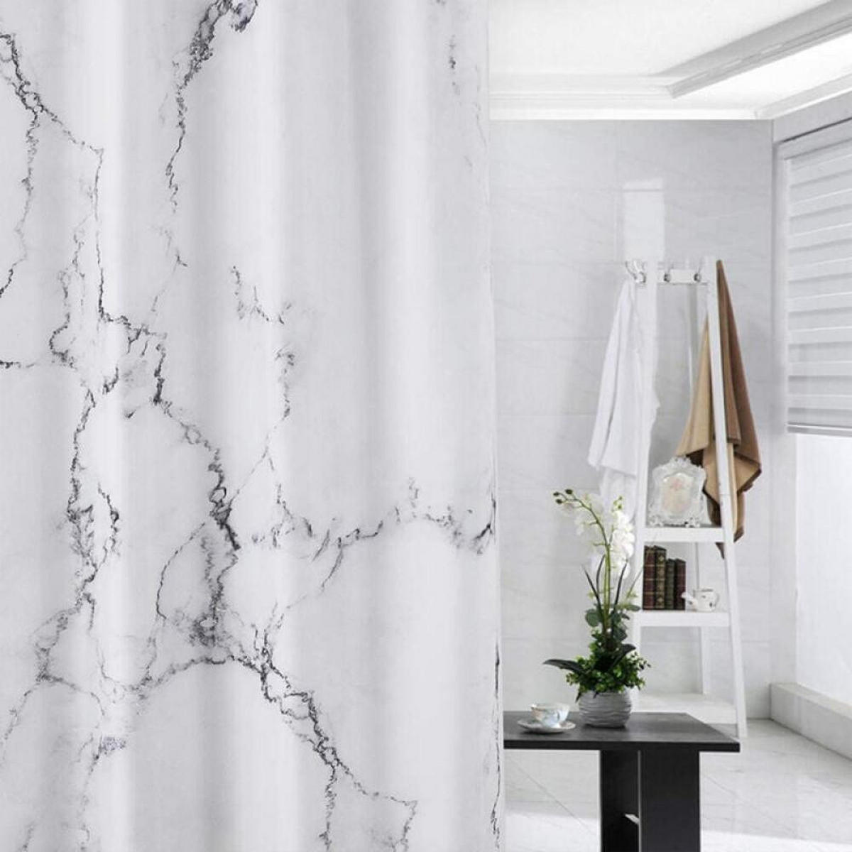 DUSCHVORHANG Marmor Polyester wasserdicht schimmelresistent für Badewannen und Duschen Badezimmer - Grau, Textil (180/180cm) - MCBOSON