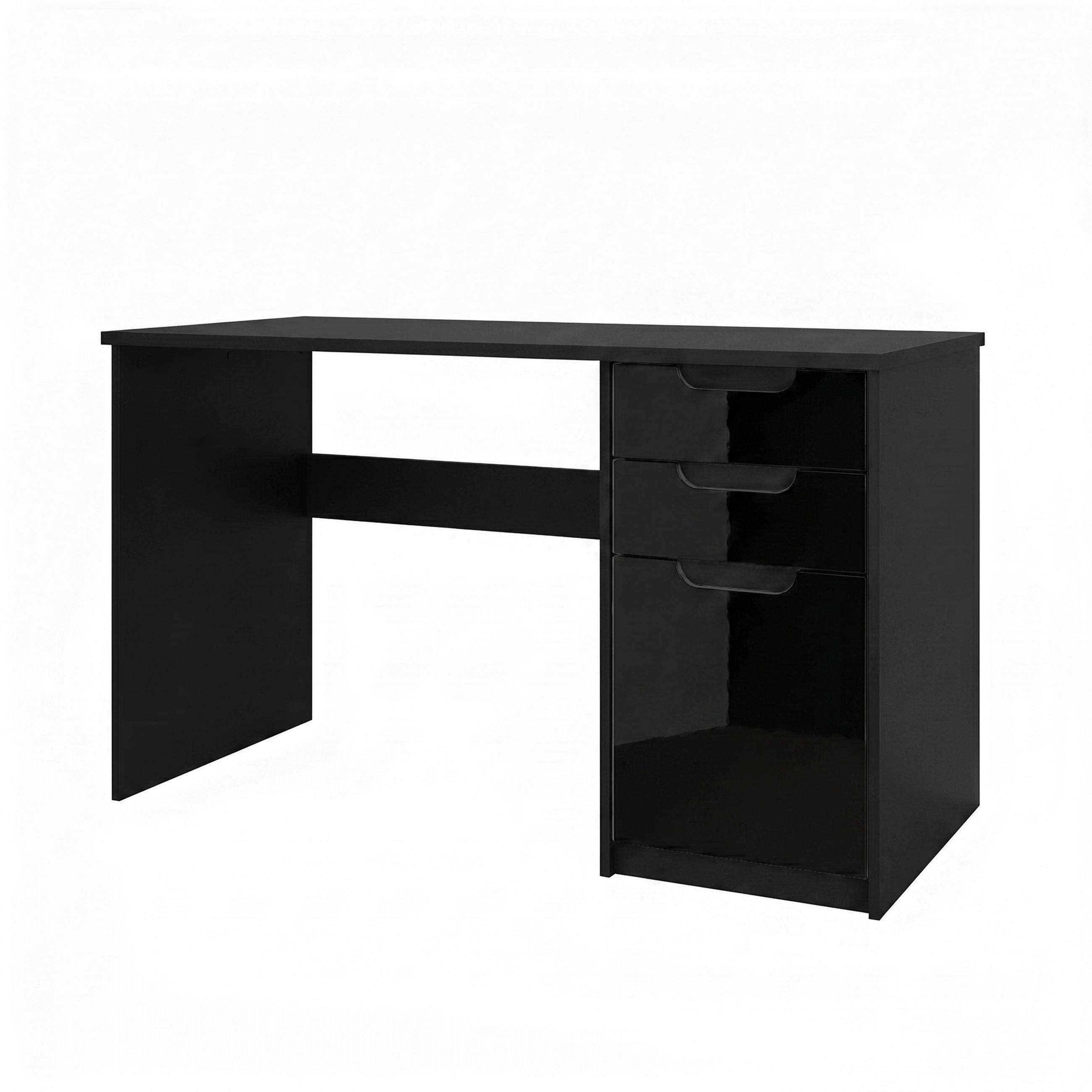 Vladon Schreibtisch Schwarz Hochglanz 60x76x129 cm