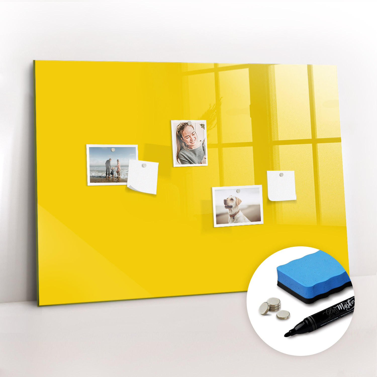 MAGNETTAFEL 100x70 Gelb schwarzer Marker - Gelb, Glas (100/0.4/70cm) - TULUP