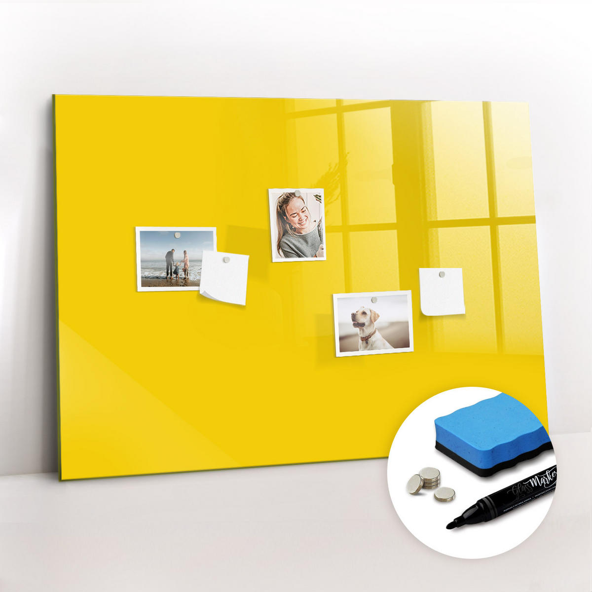 MAGNETTAFEL 100x70 Gelb schwarzer Marker - Gelb, Glas (100/0.4/70cm) - TULUP