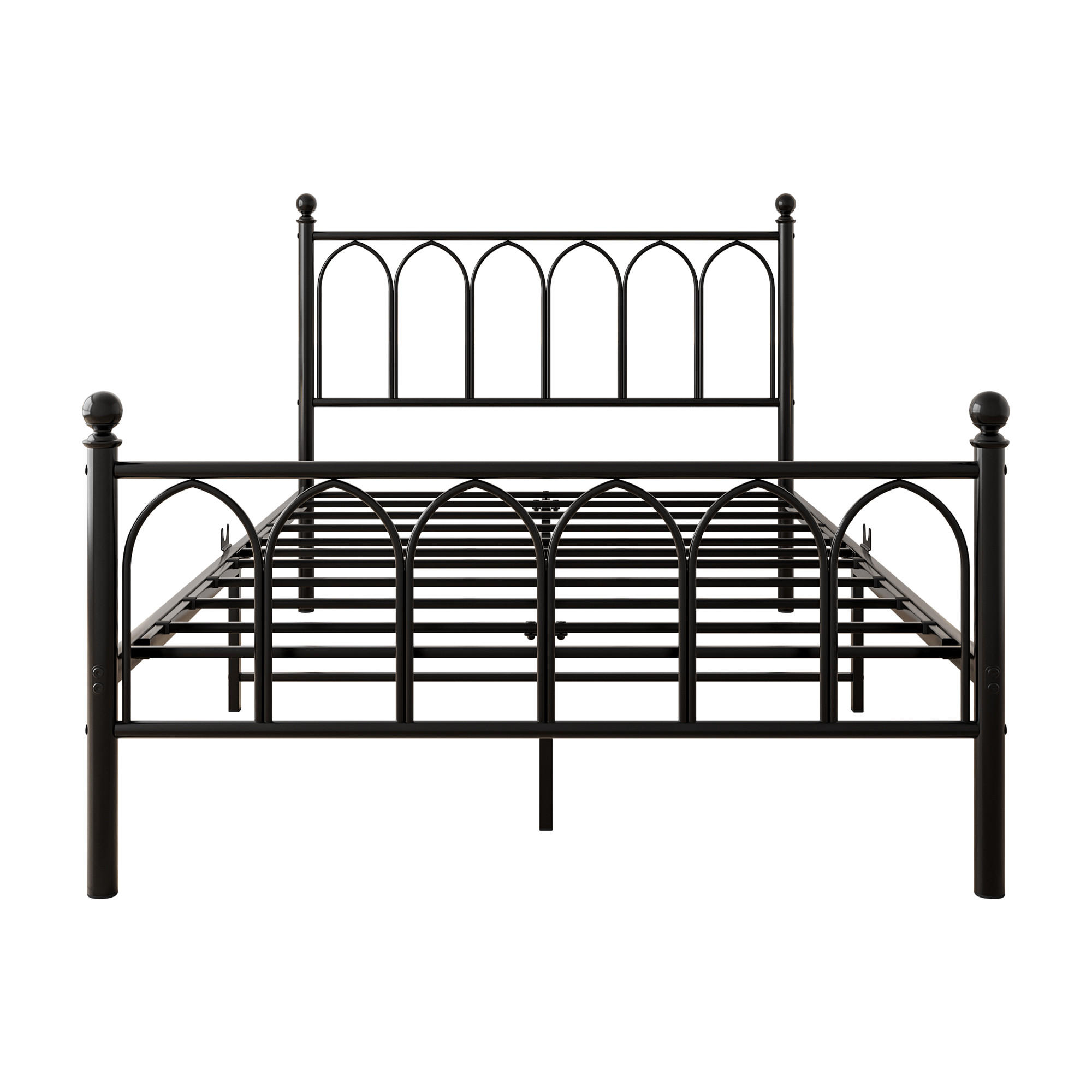 METALLBETT 120x200 cm LED USB schwarz - Schwarz, Metall (120/200cm) - LEBENLANG