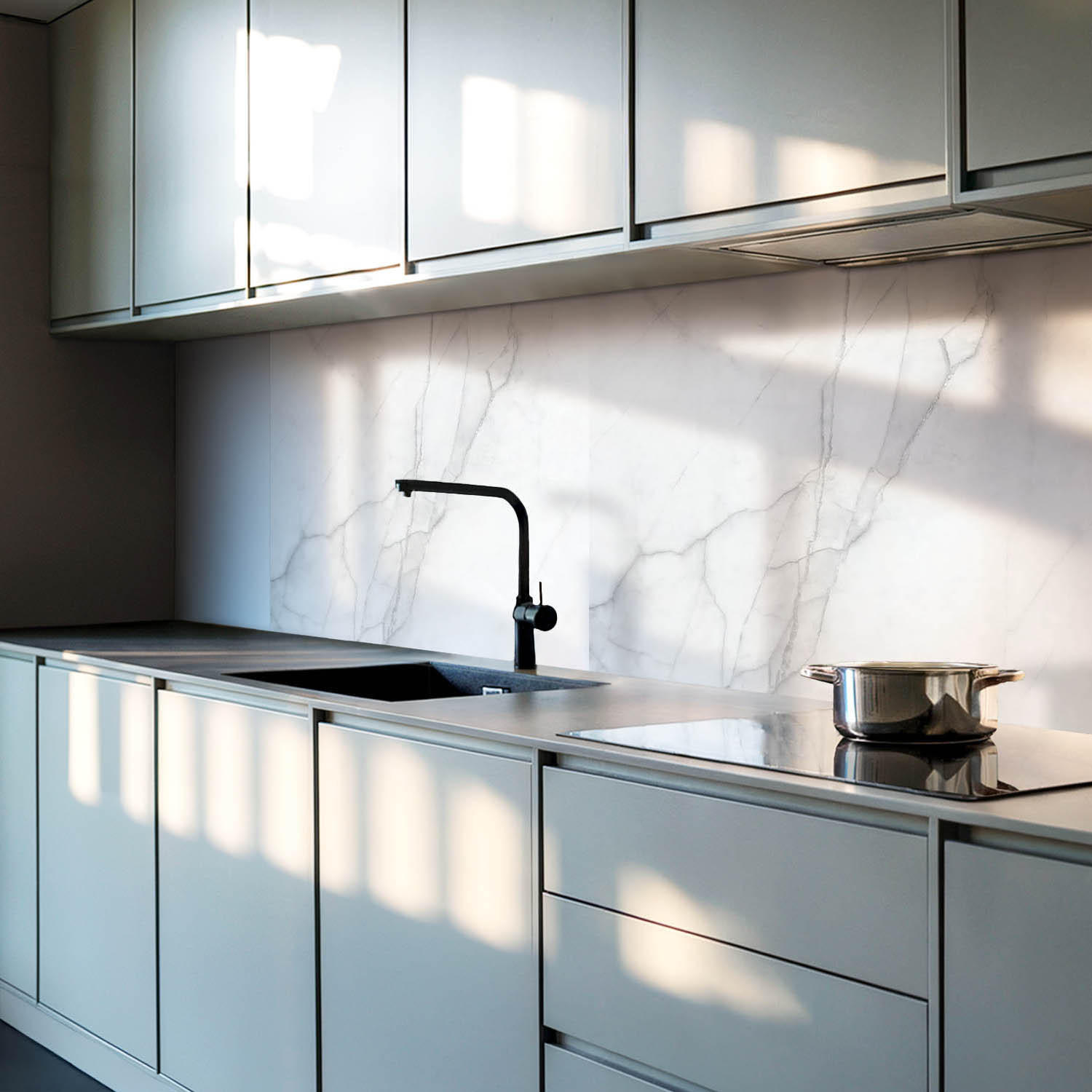 WANDPANEEL 120x60 cm selbstklebend Aurina - Weiß/Grau, Kunststoff (60/1.6/120cm) - Wallfluent