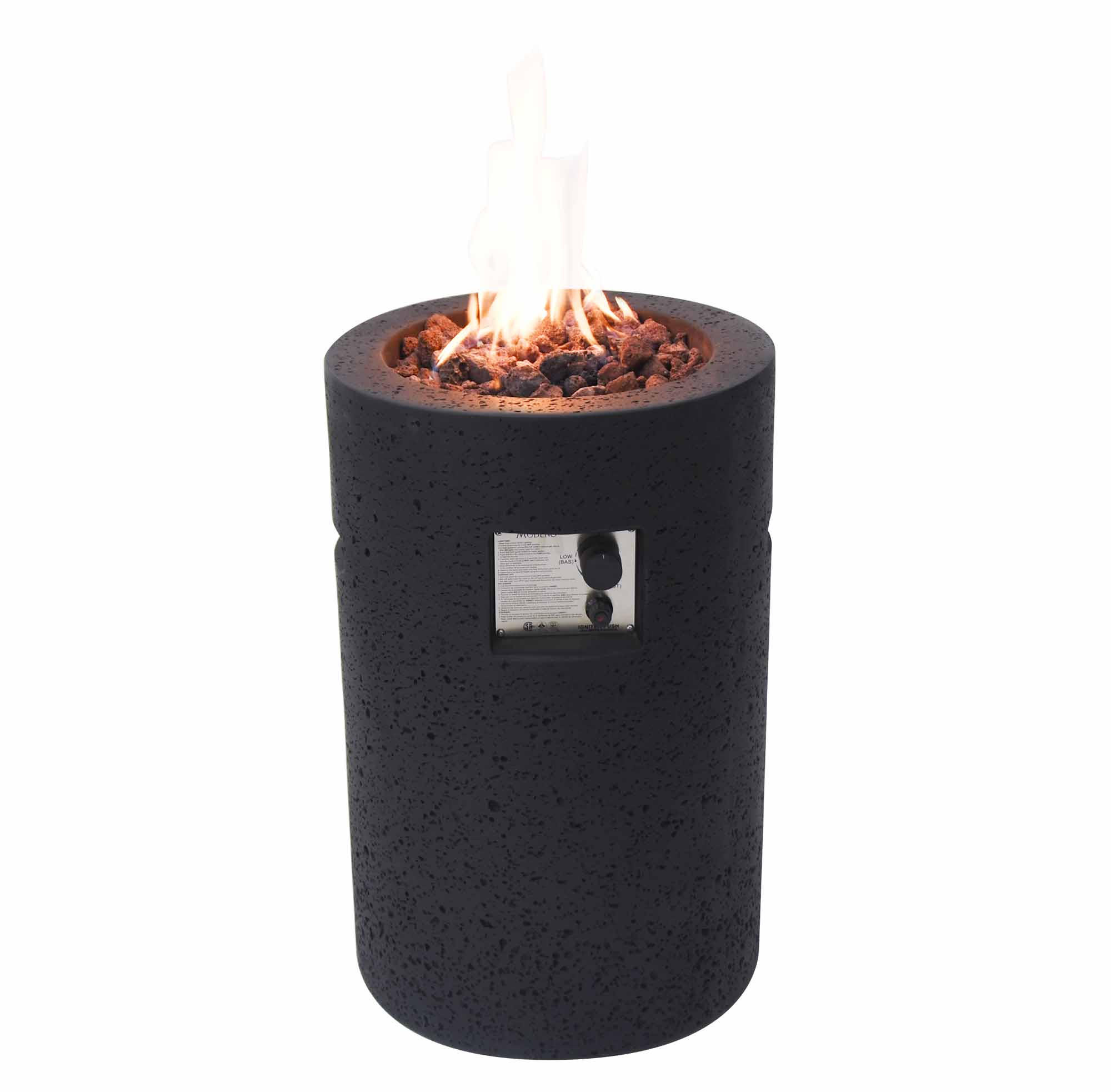 FEUERSTELLE Merapi in Lavastein-Optik schwarz aus Faserbeton - Schwarz, Stein (52/78/52cm) - Elementi