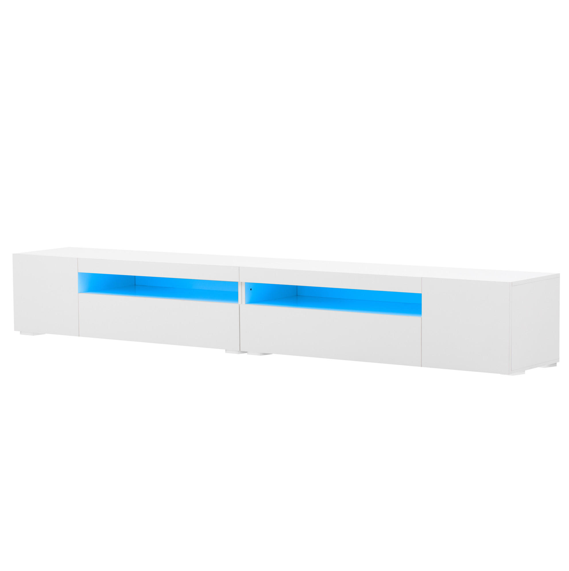 NÍZKÁ komoda z MDF, 240/35,5/38,5 cm bílý, s variabilním LED osvětlením - bílá, kompozitní dřevo (240/35.5/38.5cm) - BEAOK