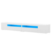NÍZKÁ komoda z MDF, 240/35,5/38,5 cm bílý, s variabilním LED osvětlením - bílá, kompozitní dřevo (240/35.5/38.5cm) - BEAOK