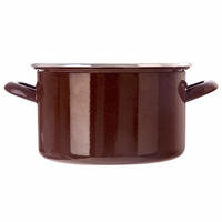 EMAILLIERTOPF Brown mit Griffen braun - Braun, Metall (20cm) - Orion 