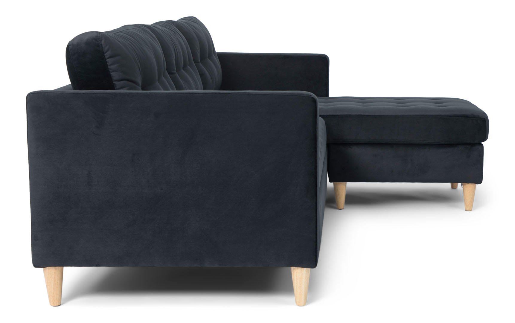 ECKSOFA Velours schwarz - Schwarz, Textil (219/151cm) - ebuy24