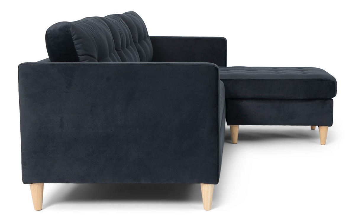ECKSOFA Velours schwarz - Schwarz, Textil (219/151cm) - ebuy24