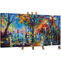 GEMÄLDE Herbstliche Allee auf Keilrahmen 100x50 cm - Blau, Holz (100/50cm) - YS-art gallery
