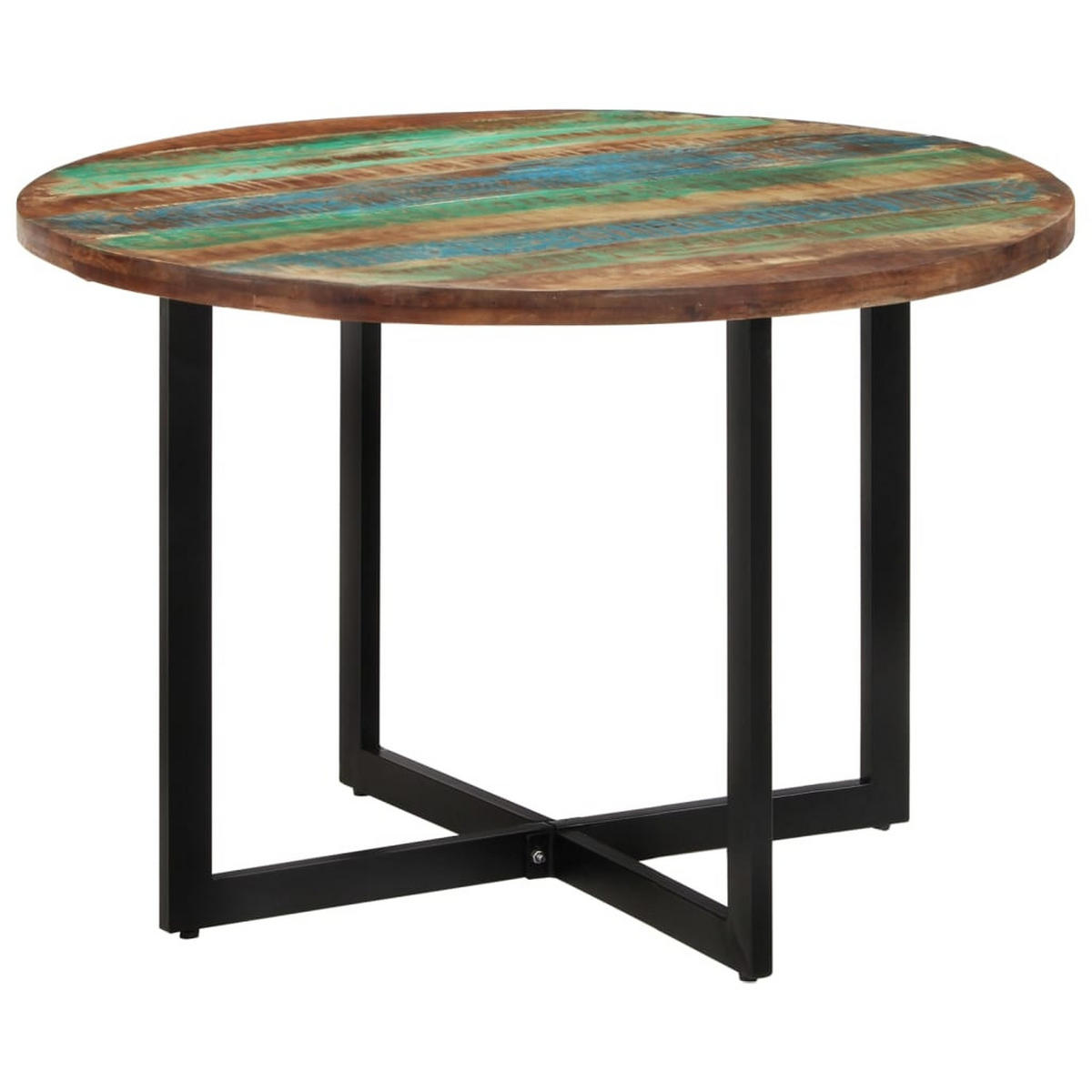 ESSTISCH, Runden, 110/75 cm, aus Recyceltes Massivholz und Eisen - Multicolor, Holz (110/110/75cm) - vidaXL