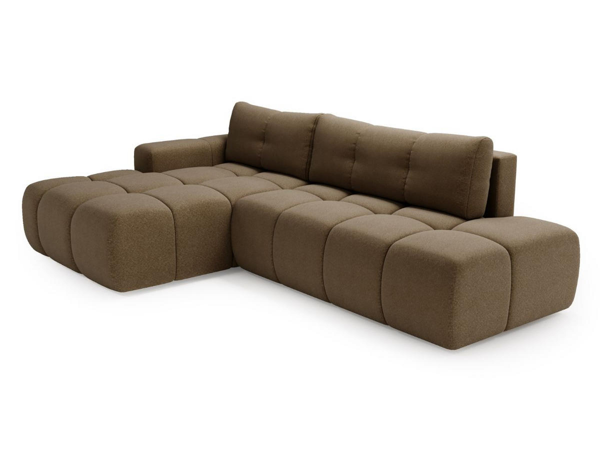 ECKSOFA Montero Bouclé-Stoff Braun Rechts - Braun, Holz/Textil (280/177cm) - Graingold