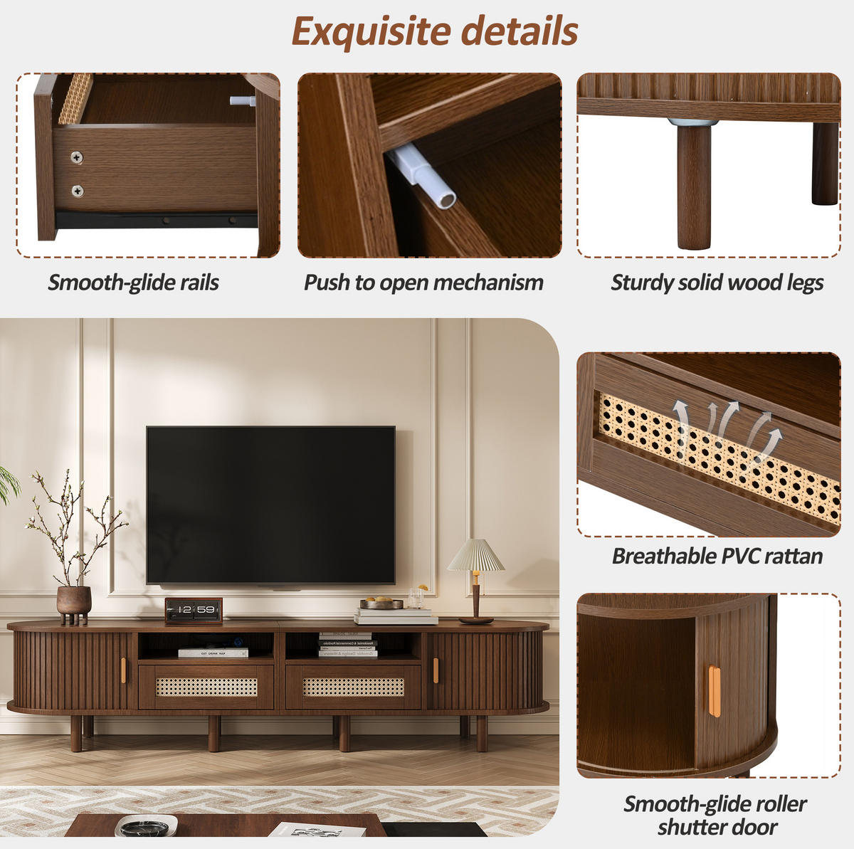 LOWBOARD 170/40/40 cm Dunkle Eiche aus MDF, Metall und Holz mit 2 Schubladen und 2 Schiebetüren - Braun, Holzwerkstoff (40/40/170cm) - OKMYHOME