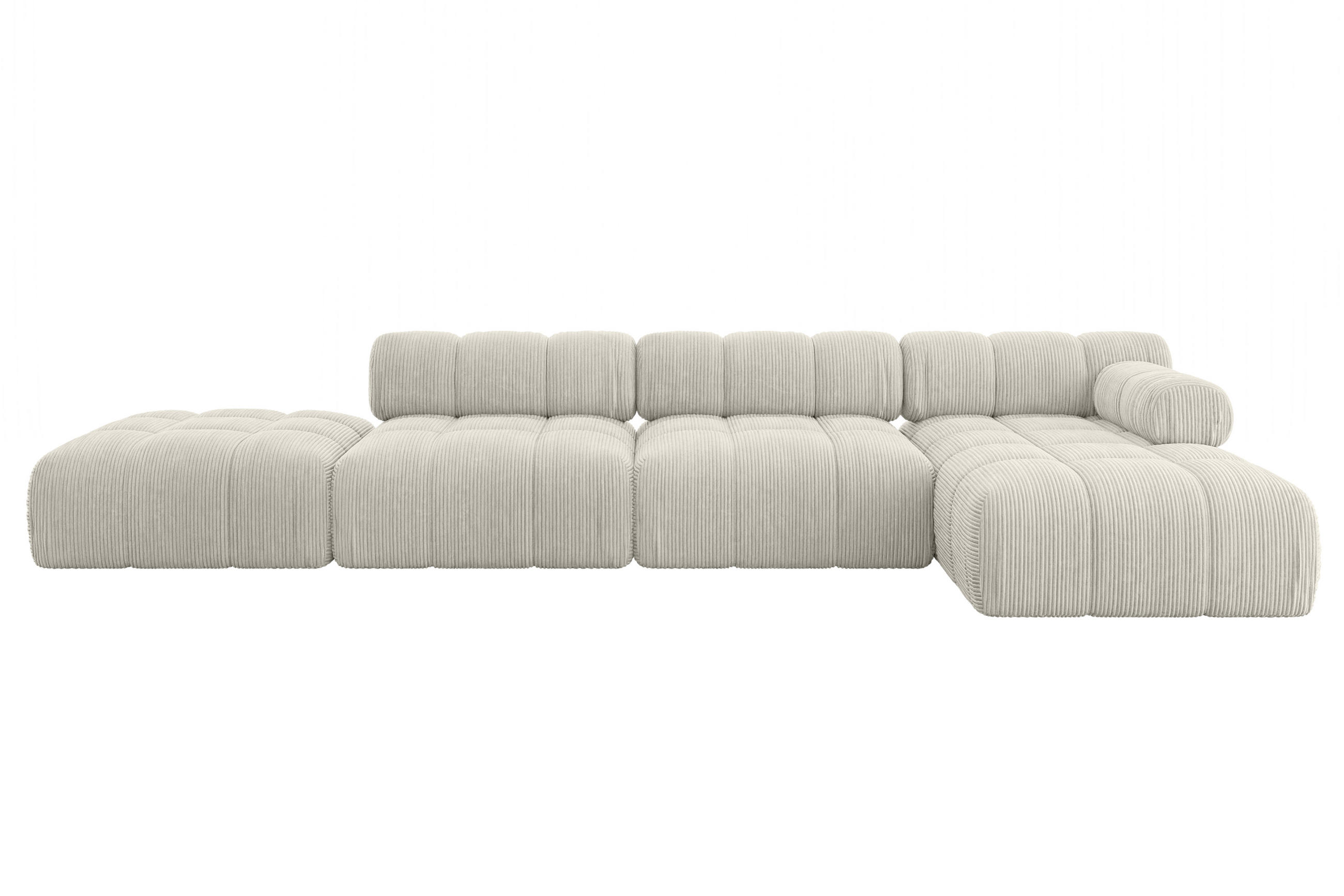 ECKSOFA modulares Sofa Lizur-L2 - 380x160x70 cm Hellgrau Cord - Hellgrau, Holzwerkstoff/Textil (380/160cm) - ALTDECOR